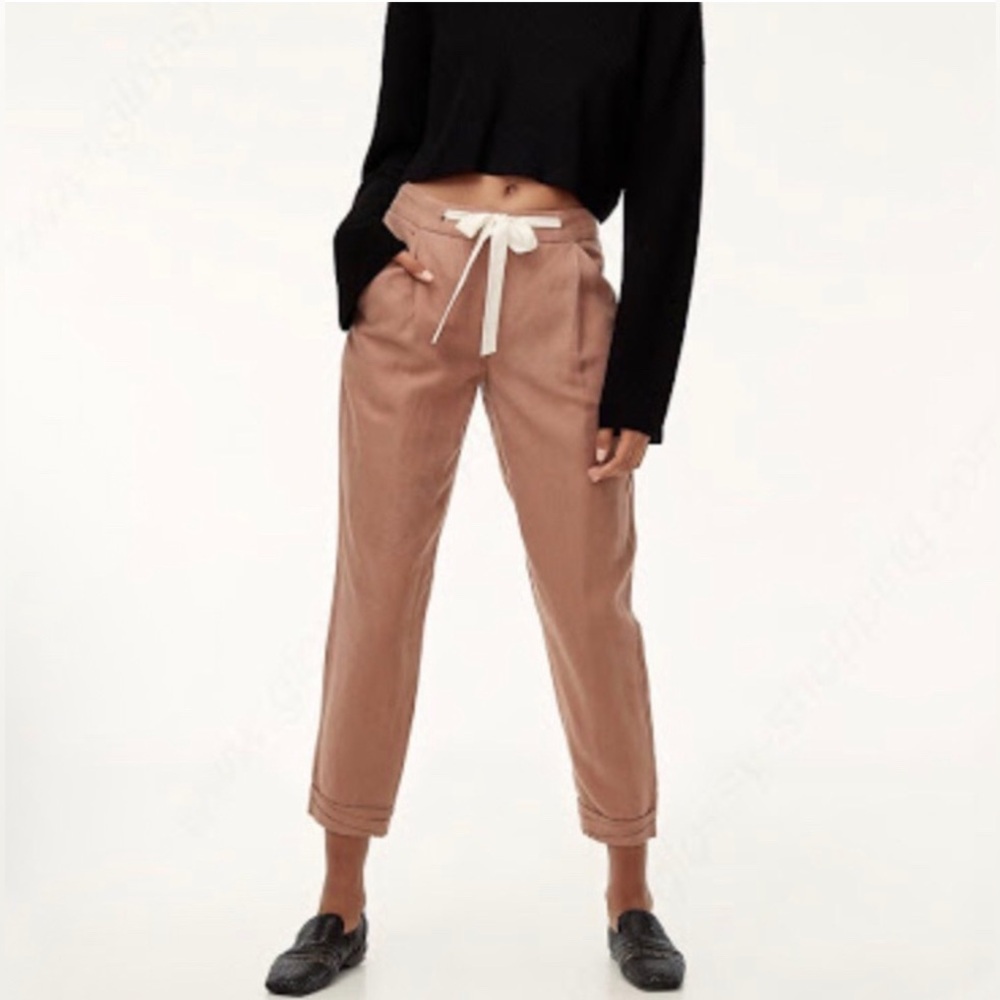 Aritzia Wilfred Allant Linen Pants, Nutmeg, 8